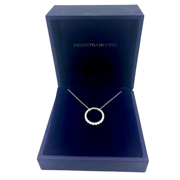 HEARTS ON FIRE 18k White Gold Chain, 1.05 CTW, Diamond Pendant Necklace, PERFECT - Picture 3 of 11